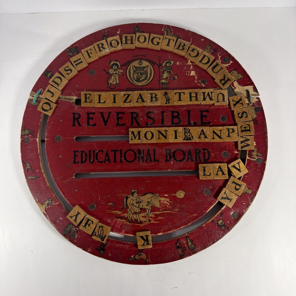 Antique Wooden Reversible Math Learning Board Primitive Classroom Teaching Toy